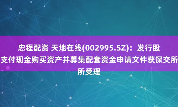 忠程配资 天地在线(002995.SZ)：发行股份及支付现金购买资产并募集配套资金申请文件获深交所受理